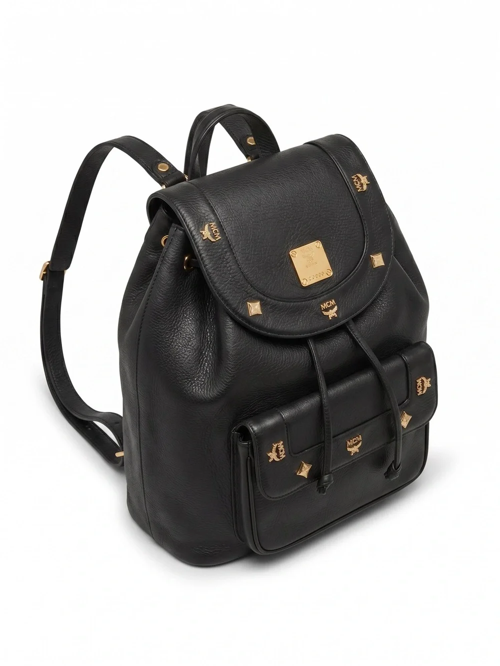 MCM Vintage Black Pebbled Leather Heritage Drawstring Backpack. Michael Cromer
